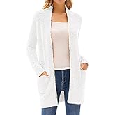 GRACE KARIN Long Cardigan Sweaters for Women, Open Front Fuzzy Winter Coat, Chunky Knit Winter Clothing with Pockets