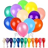 RUBFAC 120 Balloons Assorted Color 12 Inches 12 Kinds of Rainbow Latex Balloons, Multicolor Bright Balloons for Party Decorat