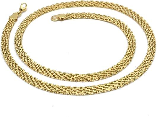 Amazon Com Usenset 18k Gold Filled For Mens Women Necklace 6mm Stainless Steel Mesh Chain Tone Punk Jewelry 24 Inches Jewelry