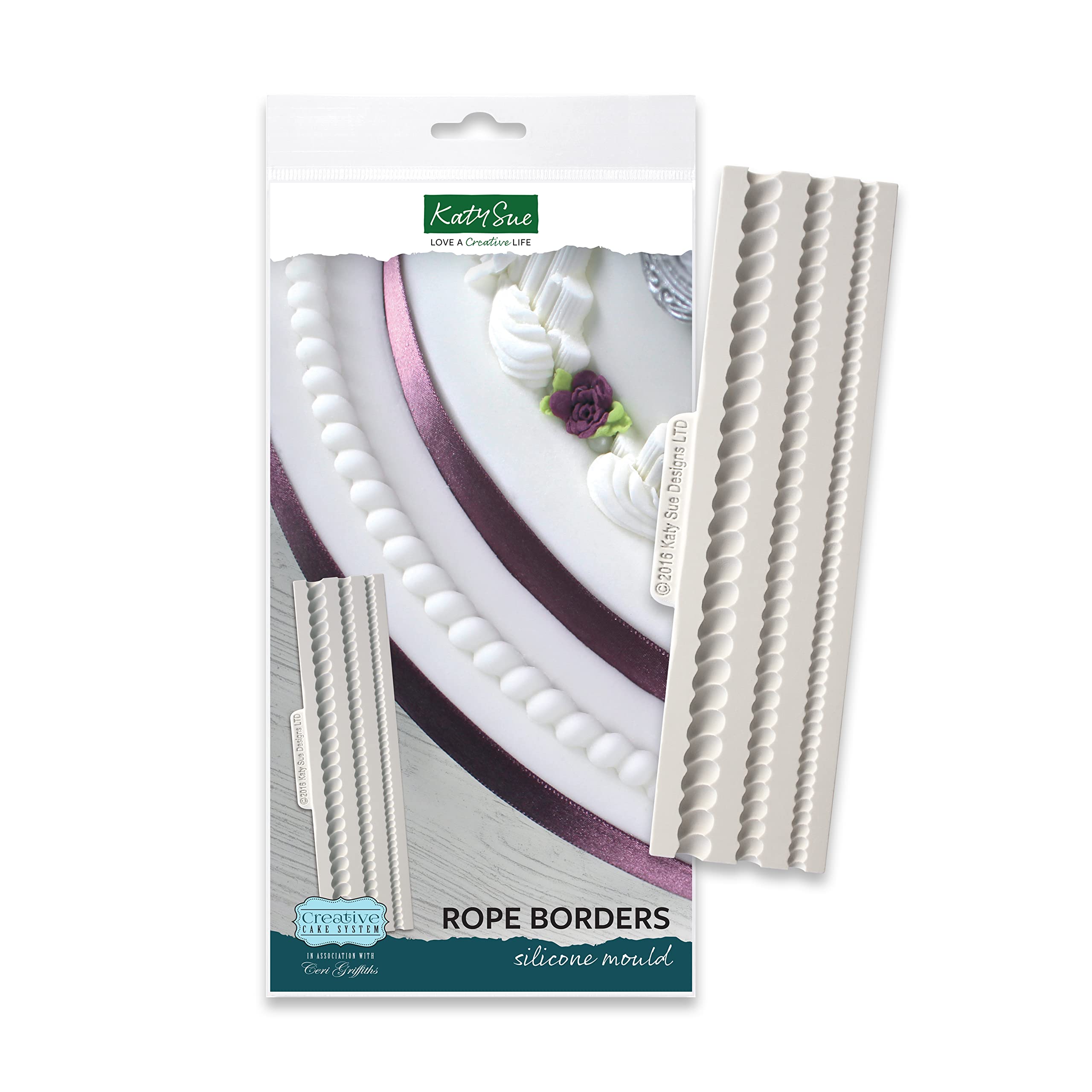Katy Sue Rope Borders Silicone Mould for Cake Decorating & Craft. Makes 3 Widths of Rope for Use with Fondant, Sugar Paste, & Clay from Katy Sue Moulds