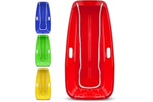 BACK BAY PLAY Winter Snow Sleds Plastic Snow Sled for Kids and Adults - 35" Single Rider Kids Sled Made Durable, Snow Sleds for Kids and Adult Heavy Duty Fast Sliding - Kids Snow Sled with Rope