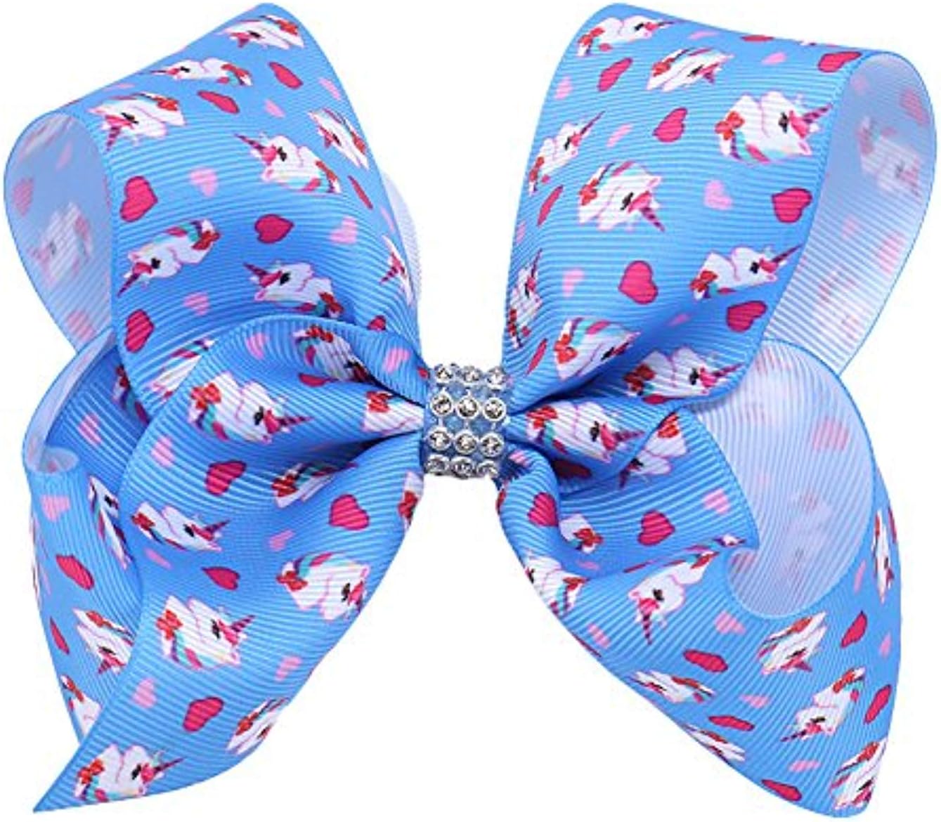 Hung Kai Rainbow Unicorn Hair Bows Boutique Girls Alligator Clip Grosgrain Ribbon Hair Clips Gifts (G)
