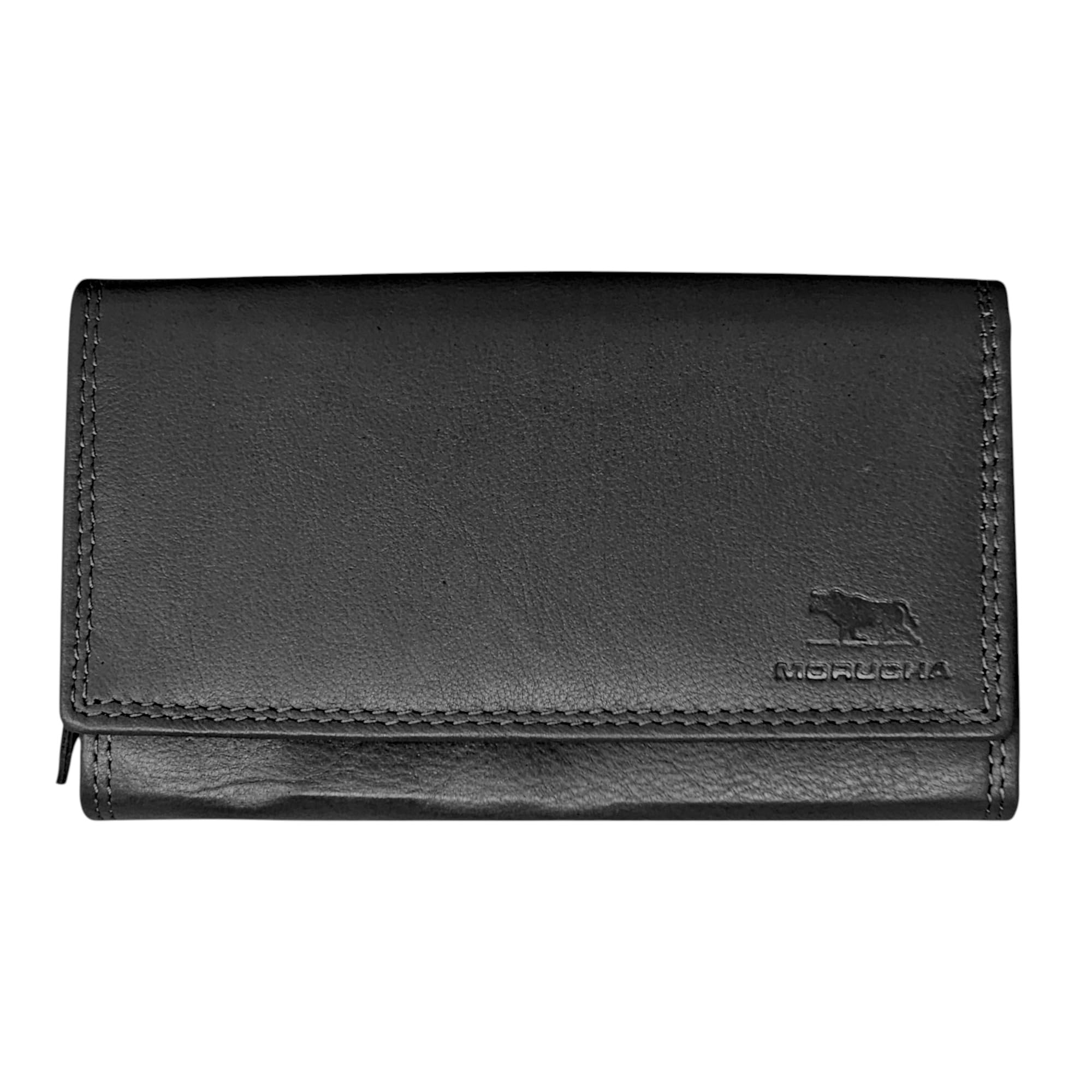 MORUCHA Women’s Clutch Wallet – Genuine Leather RFID Blocking Purse, Multi-Compartment Large Capacity Cardholder with Zipped Coin Sections – Gift Boxed – M90 (Black)
