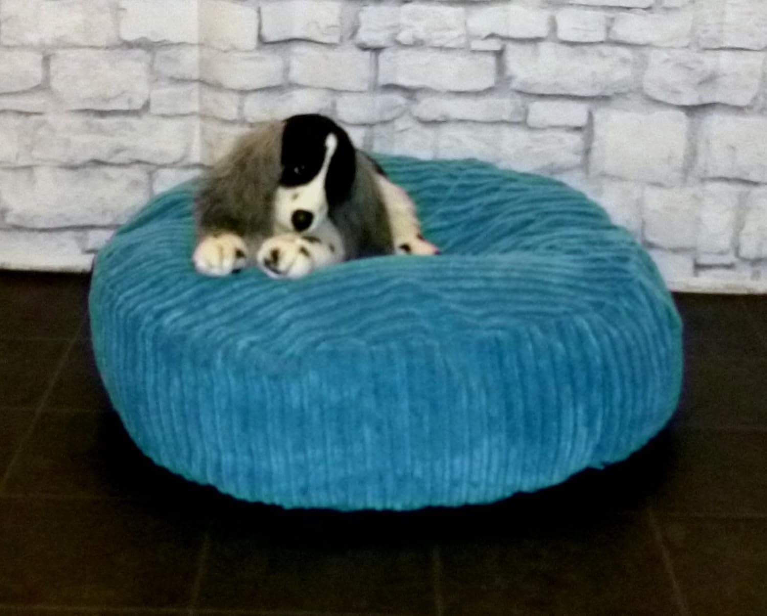 Zippy Round Bean Bag Pet Dog Bed 30" diameter Blue Jumbo Cord