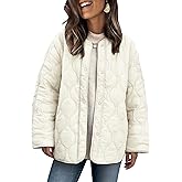PEHMEA Women's Oversized Lightweight Quilted Jacket Button Down Fall Winter Coats Puffer Padded with Pockets