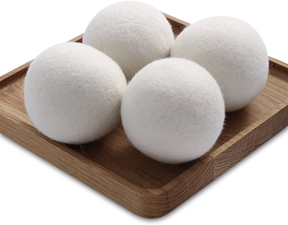 Australia Wool Dryer Balls, 10 inch Circumference, XXL 4-Pack, 100% Pure Organic, Non-Toxic Wool, Reduces Drying Time and Chemical Free, Safety Natural Fabric Softener