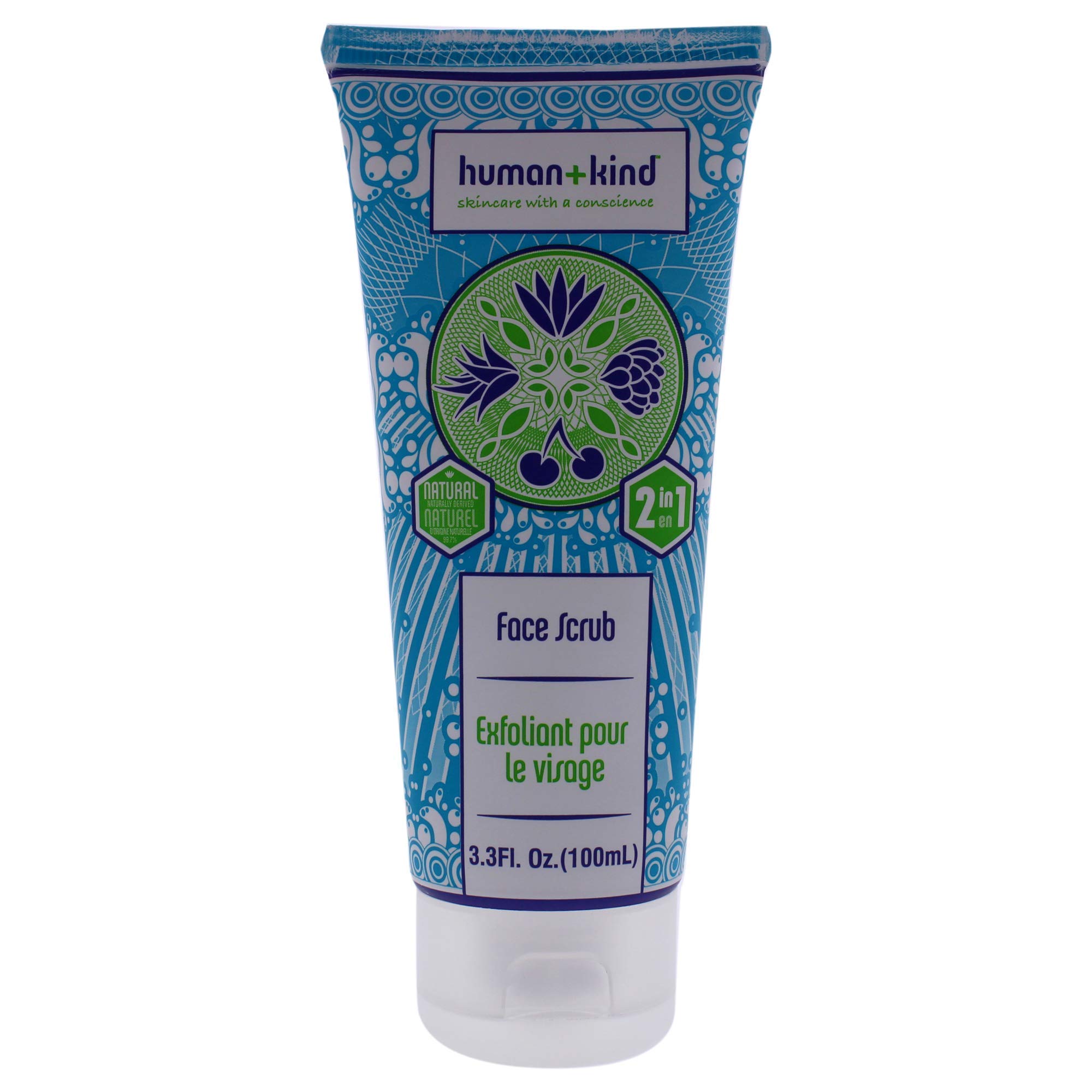 Human+Kind Face Scrub - Everyday Exfoliator - Contains Exfoliating Wood Pulp, Collagen-boosting Centella, Moisturizing Sunflower Seed, & Essential Oils - Natural, Vegan Skin Care - 3fl Oz, 3oz