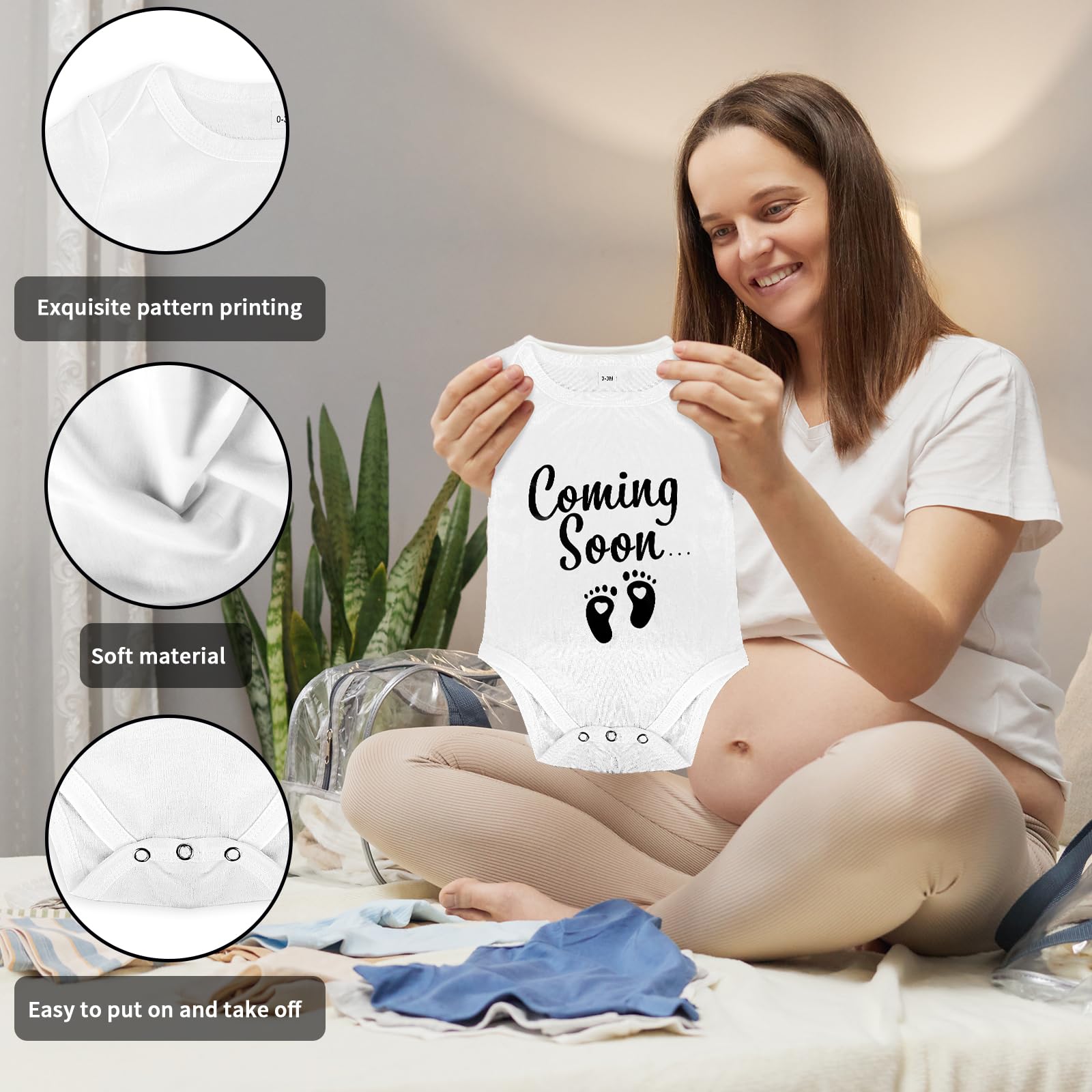 Pregnancy Reveal Kit - Felt Letter Board, Baby Bodysuit, Booties, Photo Frame, Bear Plush, Wood Blocks for Baby Announcement