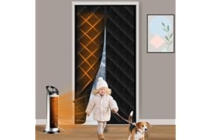 BROPHEL Magnetic Thermal Insulated Door Curtain – Winter Draft Stopper, Energy Saving Quilted Door Cover with Easy Access Closure for Kids & Pets, Waterproof Windproof Doorway for Home & Apartment