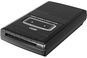 COBY Portable Cassette Player & Recorder – Retro Audio Tape Recorder with Built-In Microphone, Speaker & Headphone Jack – Compact Battery or AC Operated Walkman-Style Voice Recorder for Music Playback