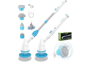 Oraimo Electric Spin Scrubber, Electric Bathroom Scrubber, 430RPM Cordless Shower Scrubber with Adjustable Extension Arm for Bathroom, 4 Replaceable Brushes for Bathtub, Grout, Tile, Wall, Floor, Sink