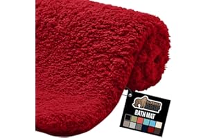 GORILLA GRIP Bathroom Rugs, Ultra Soft Absorbent Mat, Thick Plush Bath Rug, Machine Washable, Microfiber Quick Dry, Mats for Shower, Bathtub and Floor, Home Decor Accessories, 24x17, Red