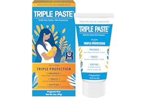Triple Paste Diaper Rash Cream for Baby - 2 oz Tube - Zinc Oxide Ointment Treats, Soothes and Prevents Diaper Rash - Pediatrician-Recommended Hypoallergenic Formula with Soothing Botanicals