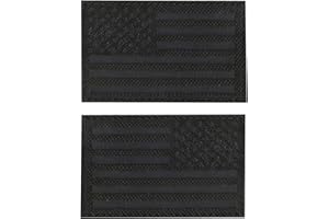 2PCS AliPlus America Flag Patches IR Infrared Reflective Patches Laser Cut Patch Standard and Reverse Hook and Loop(Black) America Black