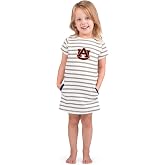 Little King NCAA Toddler Girls Striped Dress-French Terry-Embroidered Logo