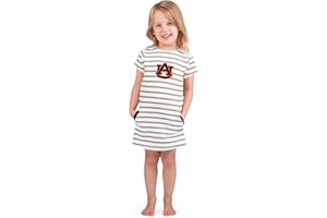 Little King NCAA Toddler Girls Short Sleeve Striped Dress-French Terry with Embroidered Team Logo-Sizes 2T 3T 4T 5T