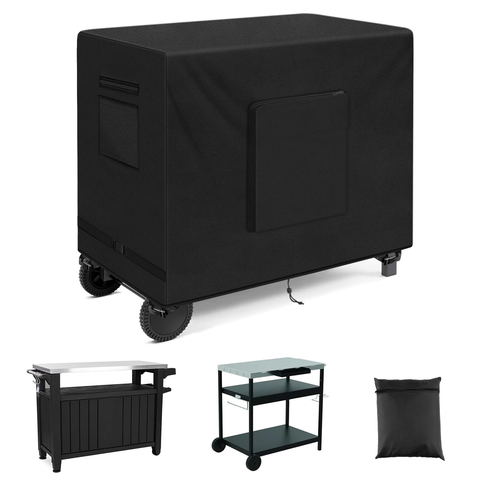 Photo 1 of SIRUITON Outdoor Bar Cart Cover for 36 Inch Portable Outdoor Table, Heavy Duty 600D Oxford Fabric Outdoor Waterproof BBQ/Worktable Metal Movable Table Cover