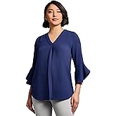 Jones New York Womens Jones New York Women's 3/4 Ruffle Sleeve Top