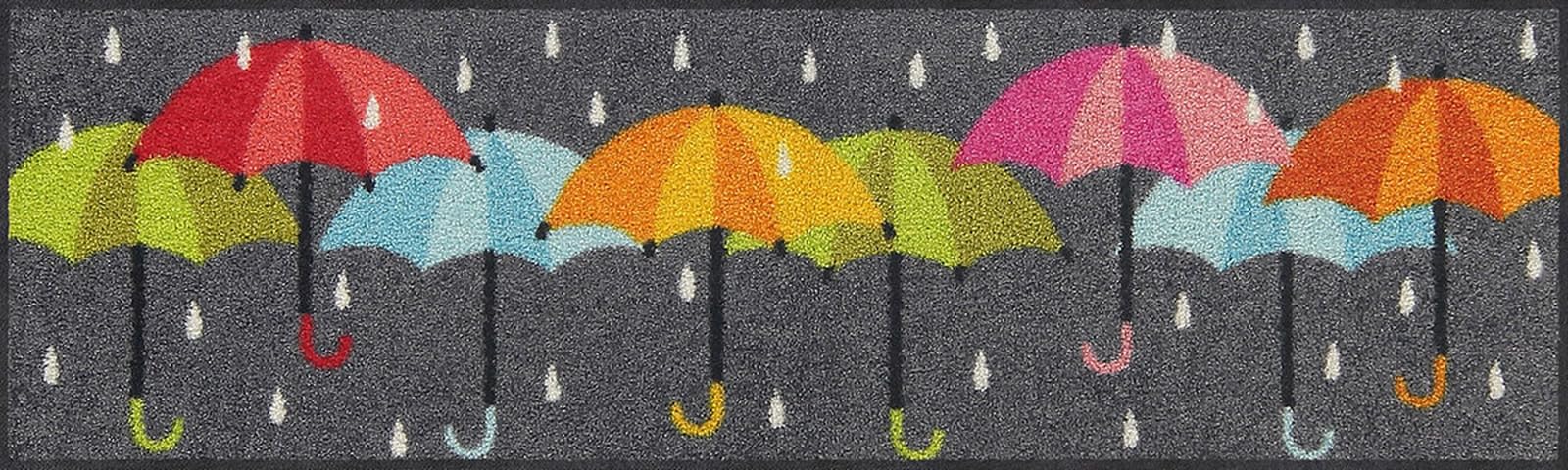 Salonloewe Raindance 030 x 100 cm Hallway Runner Narrow Entrance Mat Doormat Umbrellas Colourful