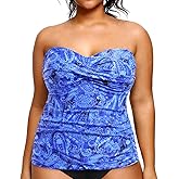 Aqua Eve Plus Size Tankini Top Only Bandeau Swim Top Strapless Swimsuit Top Twist Front Bathing Suit Top No Bottom