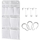 MISSLO Hanging Mesh Pockets Hold 340oz/1000ml Shampoo Shower Organizer with Over the Door Hooks