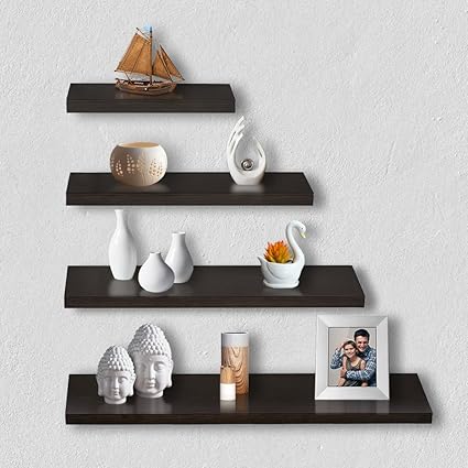 A10 Shop Delta S1 Home Decor Wall Shelf/Rack-Set of 4 (Matt Finish) (Wenge)