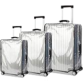 3 piece Luggage Cover Protectors Set Tsa Approved for Suitcase Clear PVC Waterproof Fits 20 24 28 inch Wheeled luggage