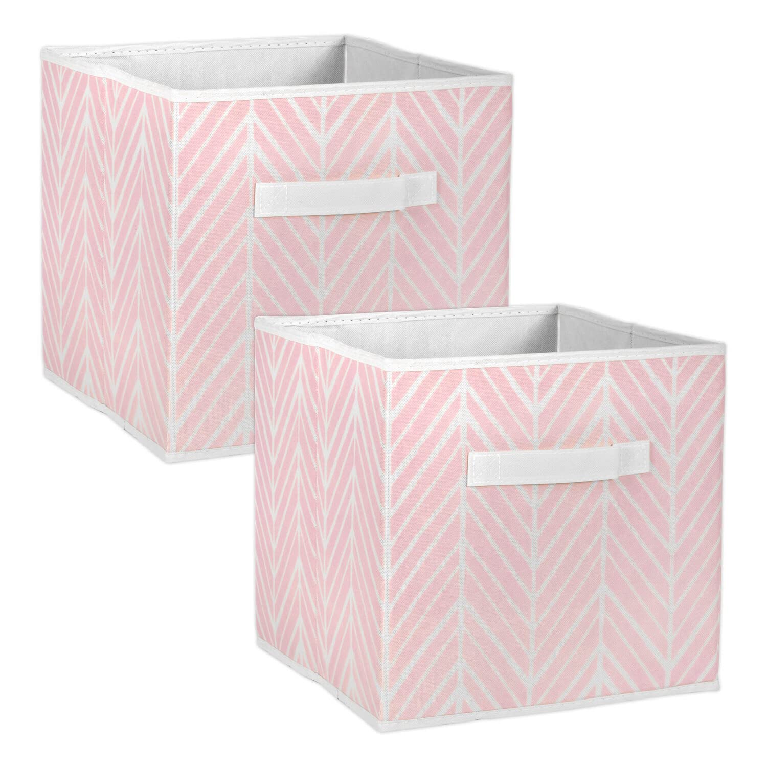 DII Foldable Polyester Herringbone Bin, Small Set, 11x11x11 Cube, Mauve