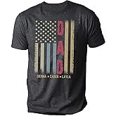 NAZENTI Personalized Dad Shirt, Custom Daddy Shirts for Men, Grandpa American Flag T-Shirt, for Fathers Day