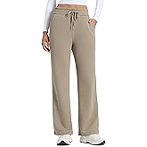 CRZ YOGA Cotton Fleece Lined Sweatpants Women 28"/30"/32" - Straight Leg Casual Lounge Pants with Pockets Winter Warm