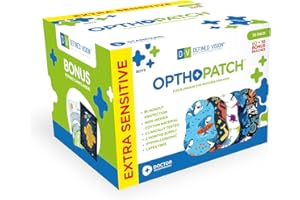 Kids Eye Patches - Fun Boys Design - 60+10 Bonus Latex Free Hypoallergenic Cotton Extra Sensitive Adhesive Bandages for Amblyopia & Cross Eye-3 Reward Chart Posters- OpthoPatch by Defined Vision
