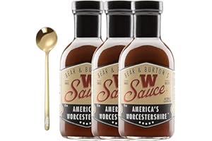 moofin Bear & Burton's Bear And Burton W Sauce, 12 Ounces - Worcestershire Sauce Flavor, Bundled With Golden SS Spoon, Allergy-Friendly, Non-GMO, Vegetarian, Gluten-Free [Pack of 3]