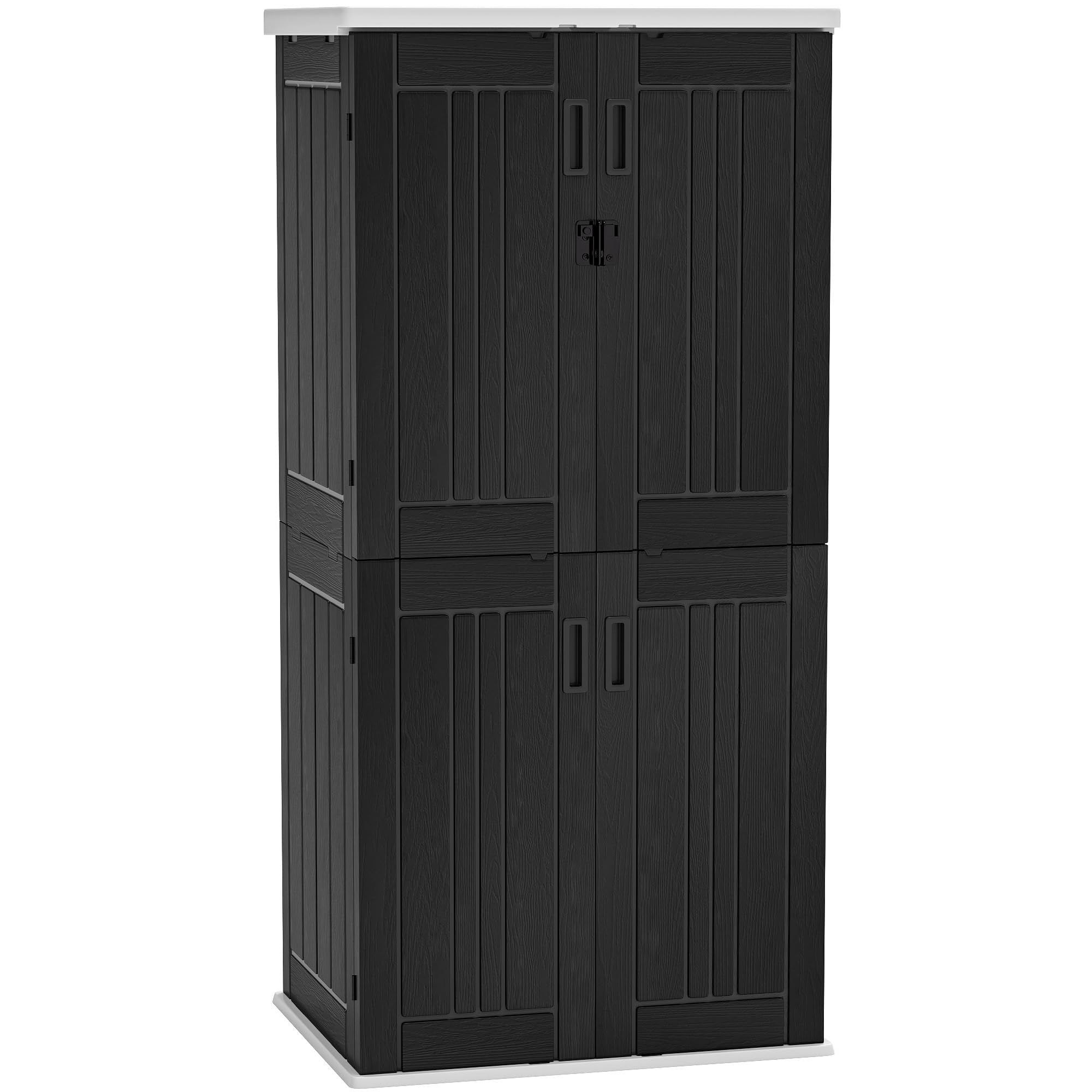 Photo 1 of YITAHOME Outdoor Storage Cabinet with 4 Shelves, Waterproof Resin Vertical Tool Shed, Lockable 30 cu. ft. Storage Shed for Patio, Garden, Yard, Dark Gray