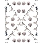 GIDDITZ 2PCS Shoe Chains Punk Rivet Cone Spike Charms Chain for Shoes Decoration Sandals for Women Girls Man Party Favors Birthday Gifts Silver