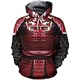 LILLIWEEN Samurai Hoodie Mens Armor Sweatshirt Japan Warrior Pullover 3D Print Retro Bushido Costume