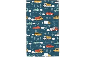 Perinsto Cute Cars and Traffic Signs Hand Towel Cute Car Truck Decorative Fingertip Towels Multipurpose for Bathroom Kitchen Gym and Spa, 27.5" X 15.7"
