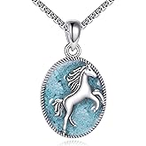 HBLICY Horse Necklace 925 Sterling Silver Turquoise Horse Pendant Jewelry Gifts for Women Men