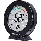 AcuRite (01080M Pro Accuracy Temperature and Humidity Gauge, Black | Stay comfy with this hygrometer/thermometer combo, complete with comfort meter, highs and lows, trends, and humidity alarm.