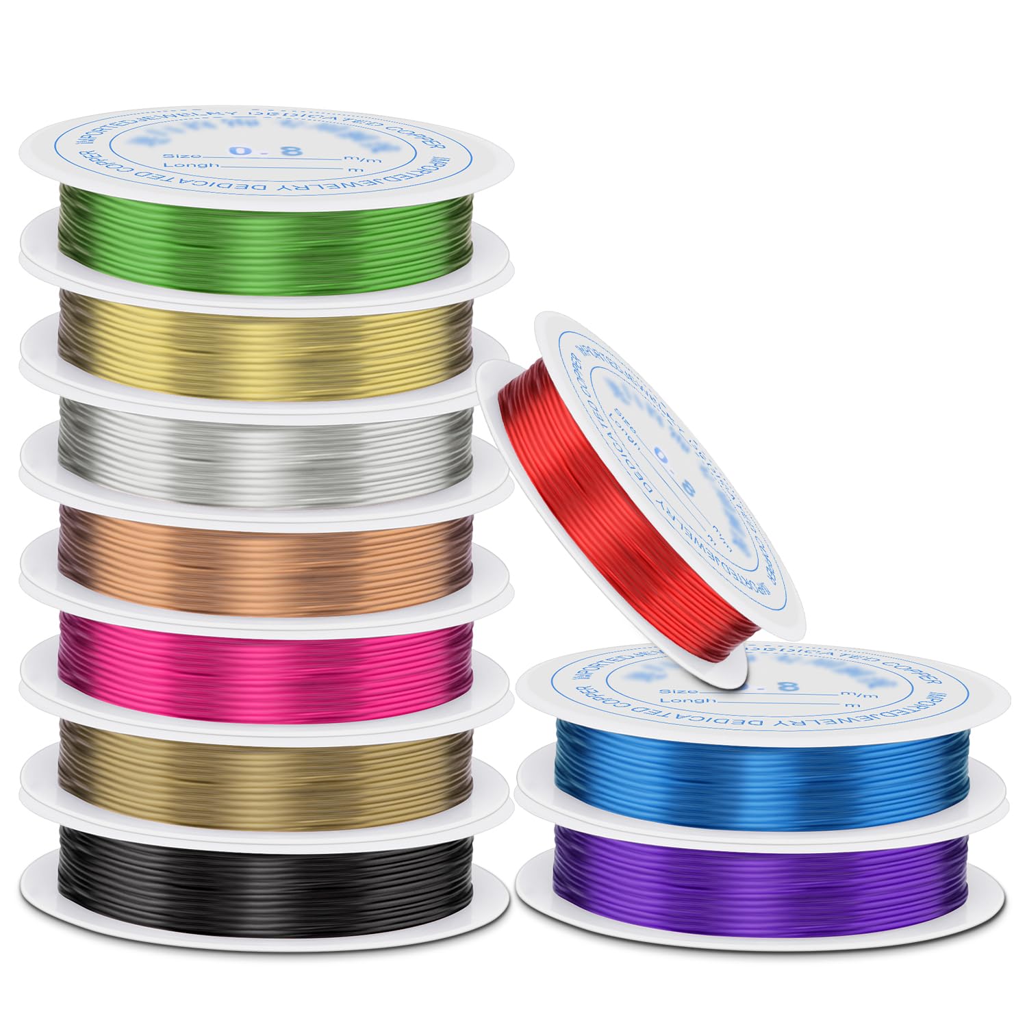 Photo 1 of 0.8 mm Dia. 10 Rolls Copper Jewelry Wire, 10 Assorted Colors Beading Wire for Jewelry Making Bracelet Earrings Rings Necklaces Flower Craft Projects