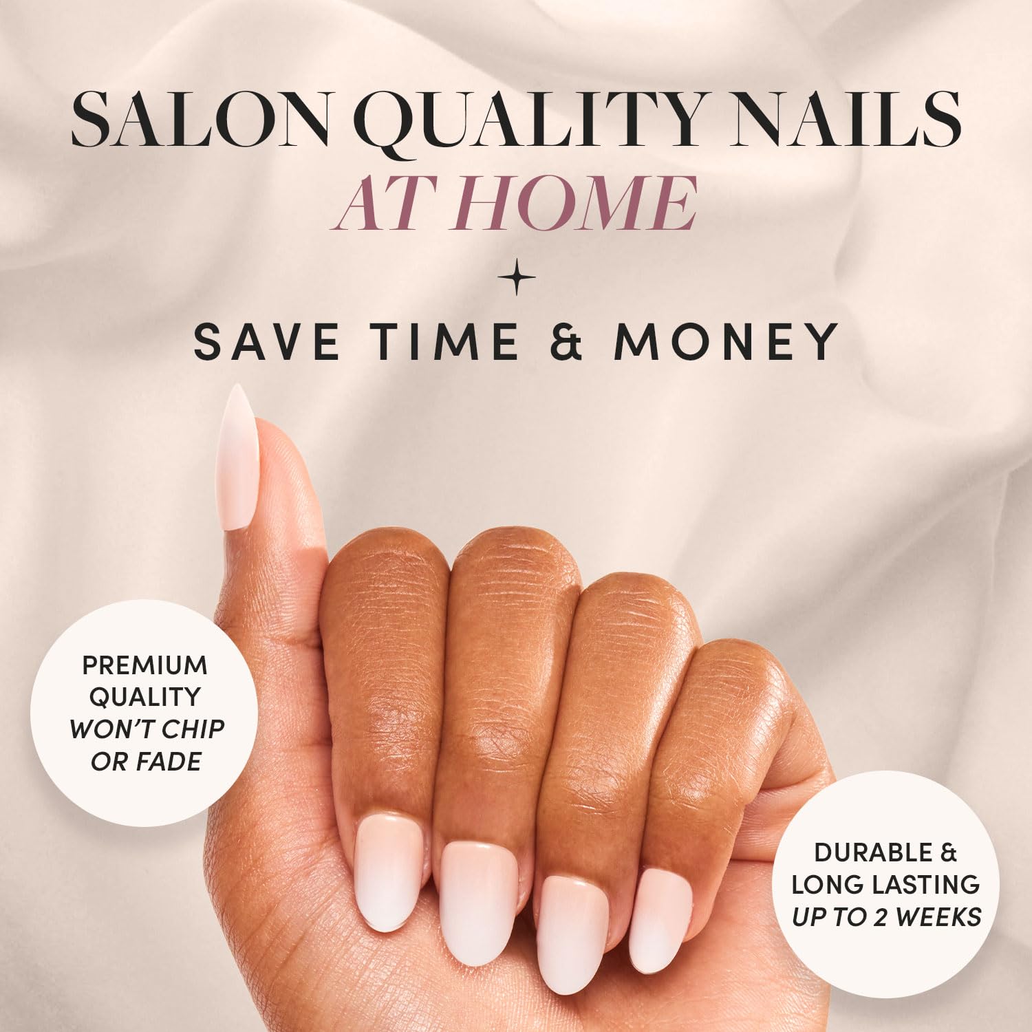 Glamnetic Press On Nails - Creamer | UV Finish Neutral Ombre Short Round Nails, Reusable | 15 Sizes - 30 Nail Kit with Glue - Image 2