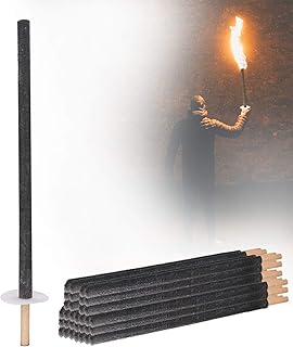 wolketon 10 Fackeln Brennzeit 100 min. Wachsfackeln inkl. 10 x Handschutz, mit Extra Langem Griff, für Nachtwanderung und Veranstaltungen