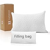 Luneast Memory Foam Pillows for Sleeping Adjustable Bamboo Blend Breathable Bed Pillow for Side, Back, and Stomach Sleepers Washable Pillow Cover Dream Cloud Queen Size 18X28 in