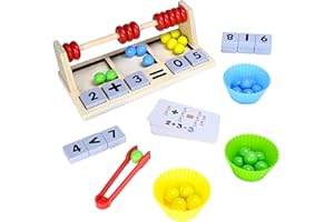 MICKYU Wooden Montessori Sensory Toys Color Sorting Toy Abacus Math Learning Resources for Toddlers