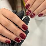 EONFAVE Wine Red Square False Nails 24Pcs Short Press On Nails view 3