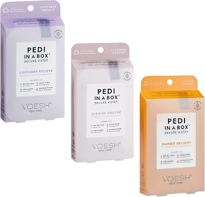 Voesh Pedi In A Box 4 Step Trio - Lavender, Jasmine, Mango