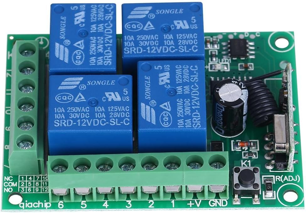 Wireless Remote Control Momentary Switch System Transmitter & Receiver with Receiver Relay Smart House Equipment for Home Garage Doors Use DC12V 4-CH 433MHZ - Image 3