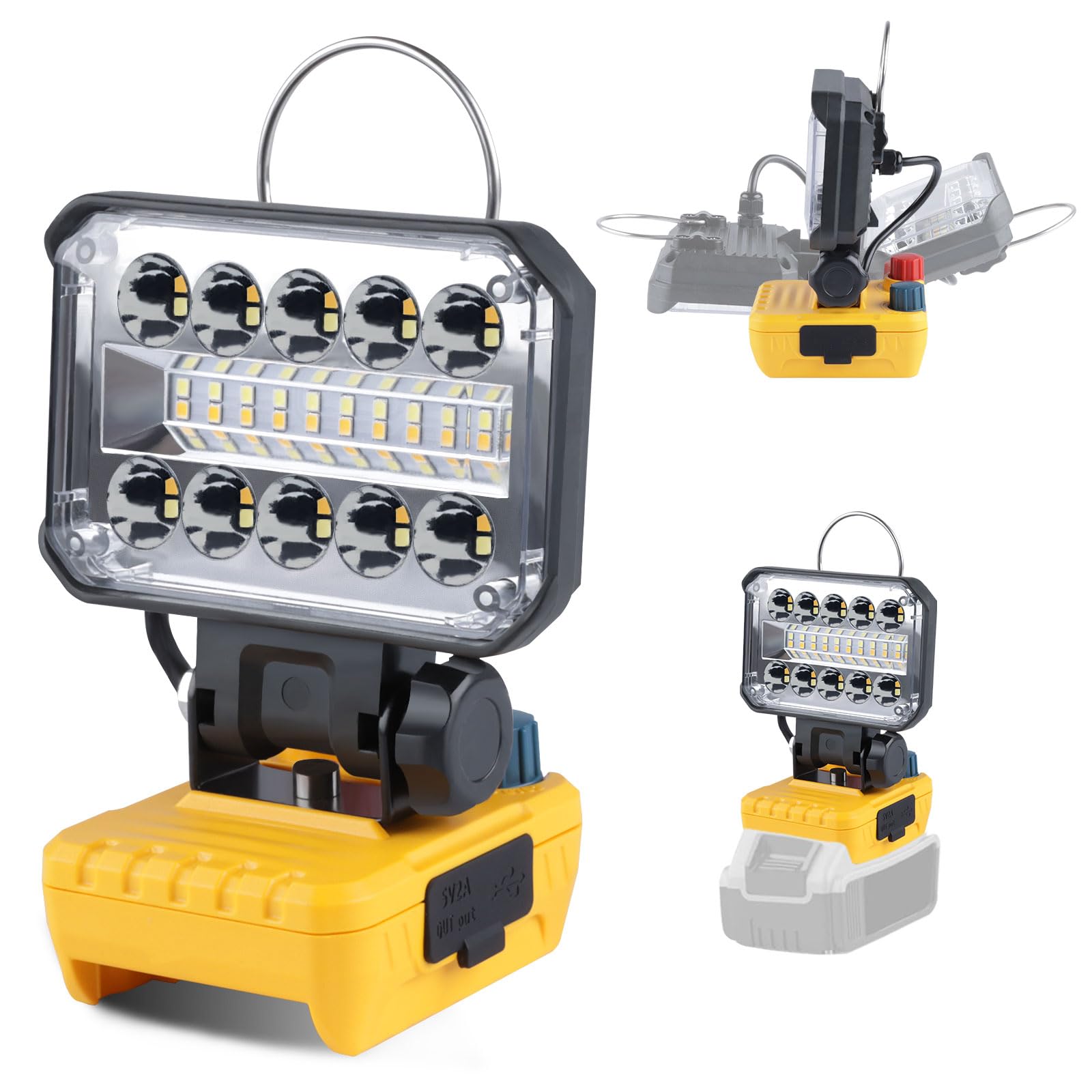 Photo 1 of LED Work Light for Dewalt 20v Battery, 90W Max 5400LM Flashlight, Portable Flood Battery Light with USB and Type C Charging Port, 3000-6000K Stepless Dimming for Mechanic,Job Site Lighting