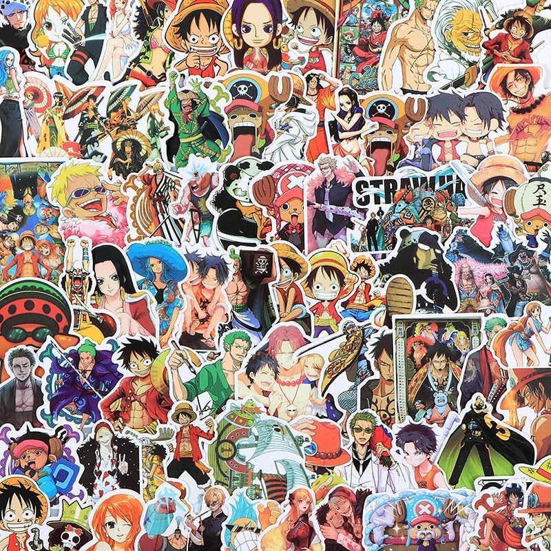 Photo 1 of 120 Pcs for One Peice Stickers Cartoon PVC Sticker, Gifts for Laptop Water Bottle Skateboard Party Supplies Decorations Teens Kids