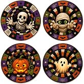 Halloween Coasters Set of 4, Drink Coasters, Halloween Table Decor | Cup coasters, coasters for drinks, coaster set, pumpkin coasters, halloween kitchen decor, halloween gifts for adults