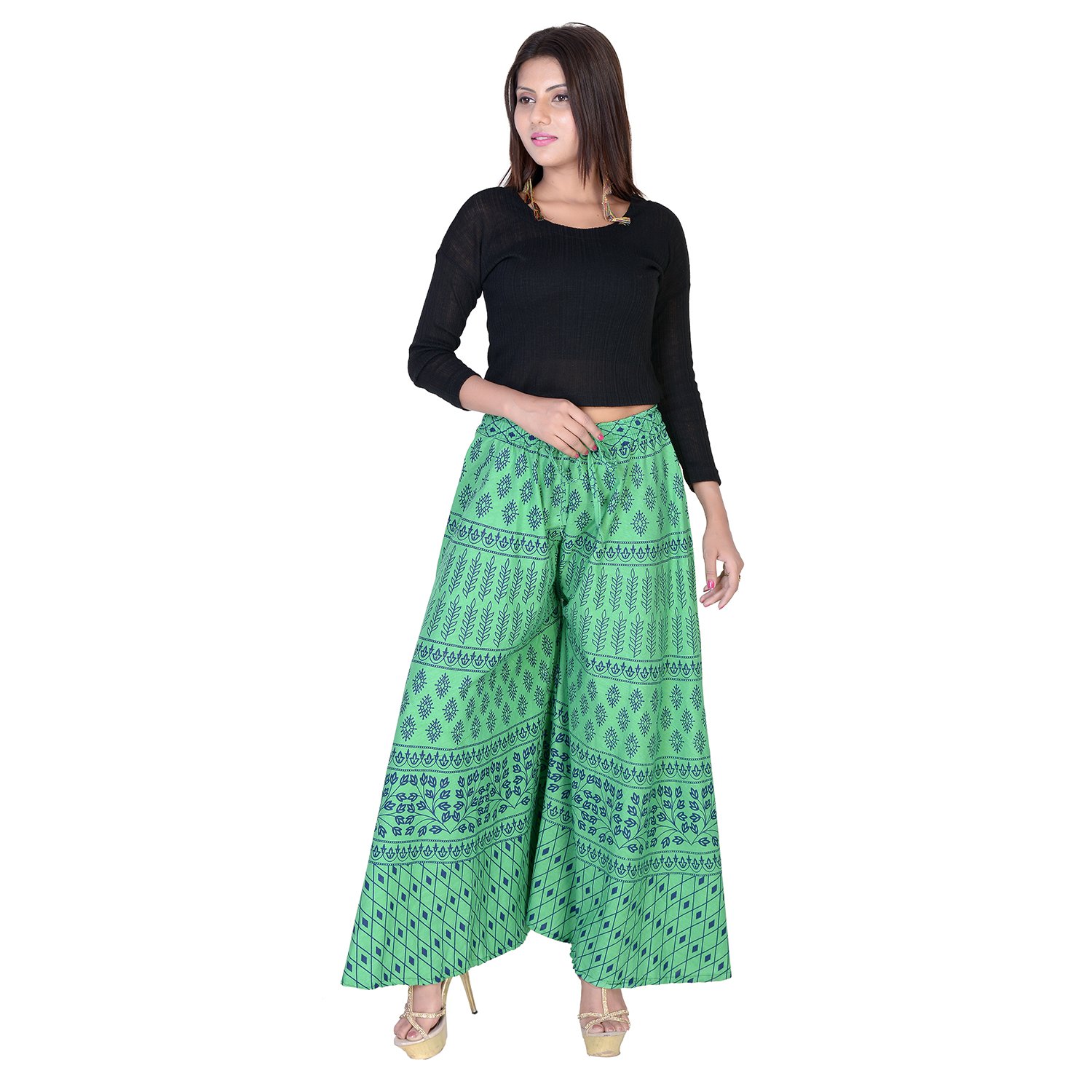 fabcolors casual wear animal print wide leg palazzo for women in free size